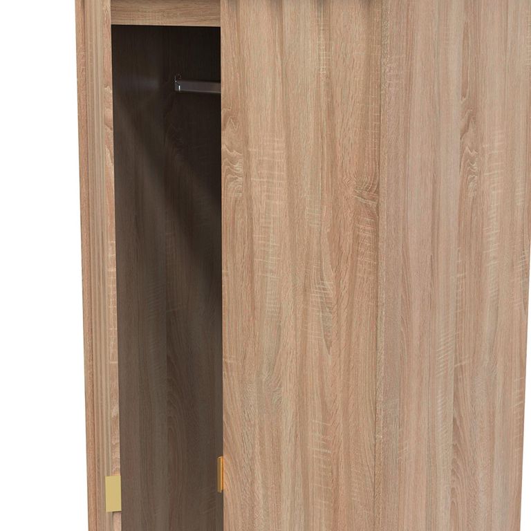 Diamond Tall Wardrobe - 2 Door - 2 Drawer - Oak