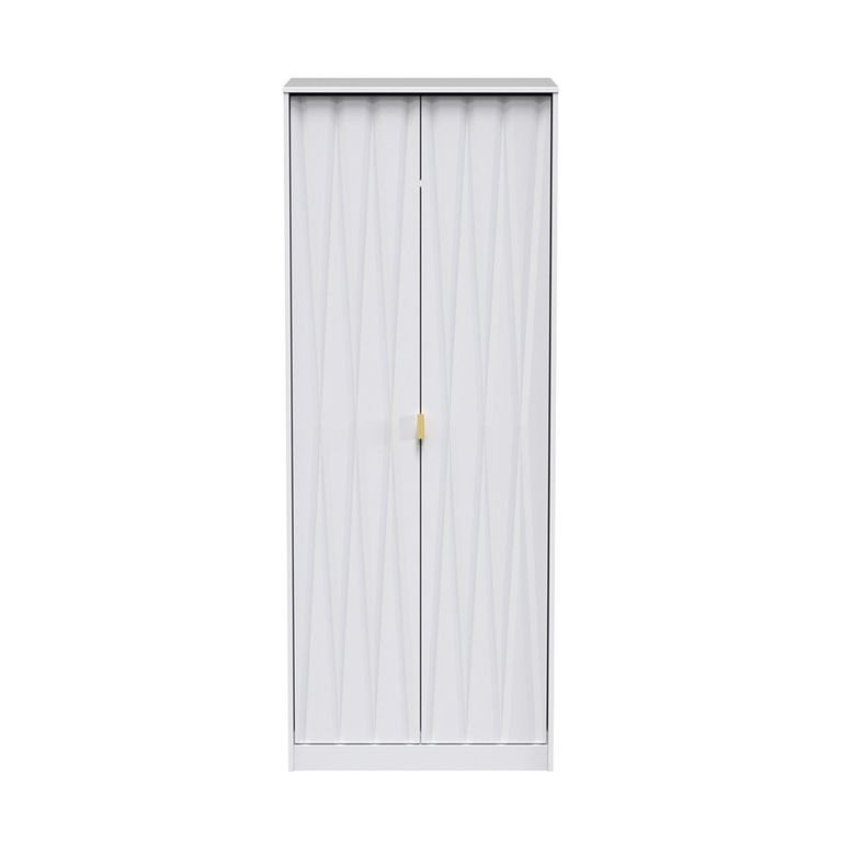 Diamond Plain Tall Wardrobe - 2 Door - White