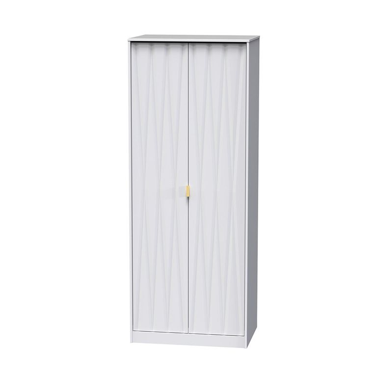Diamond Plain Tall Wardrobe - 2 Door - White