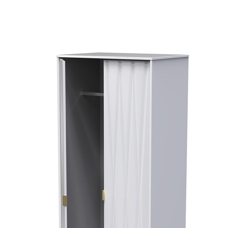 Diamond Plain Tall Wardrobe - 2 Door - White