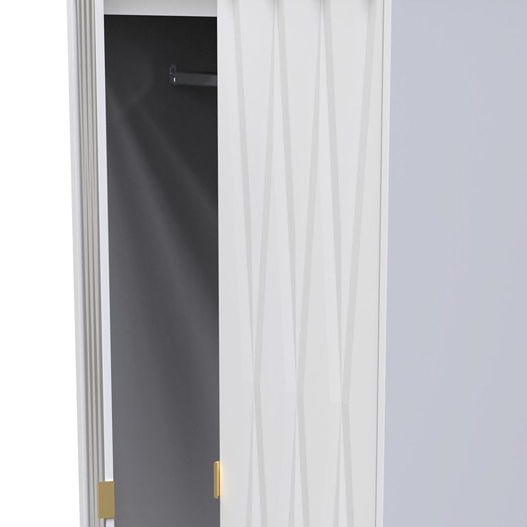 Diamond Tall Wardrobe - 2 Door - 2 Drawer - White