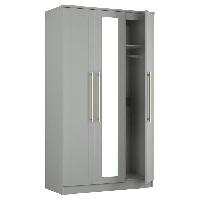 Haworth Wardrobe - 3 Door - Tall Triple - 1 Mirror - Grey