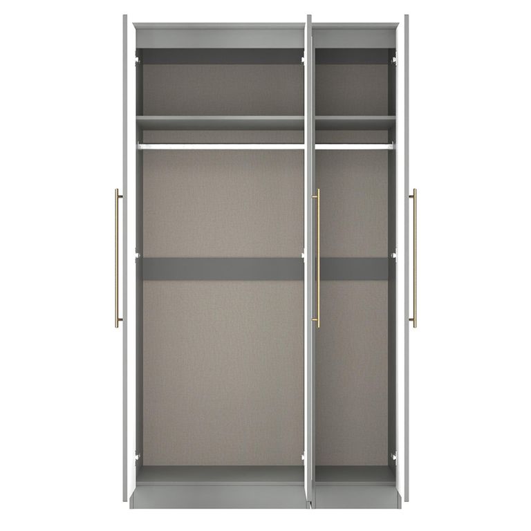 Haworth Wardrobe - 3 Door - Tall Triple - 1 Mirror - Grey