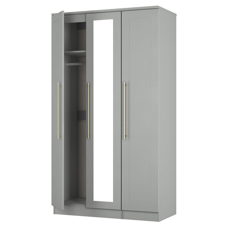 Haworth Wardrobe - 3 Door - Tall Triple - 1 Mirror - Grey