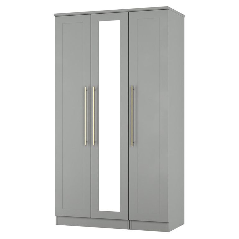 Haworth Wardrobe - 3 Door - Tall Triple - 1 Mirror - Grey