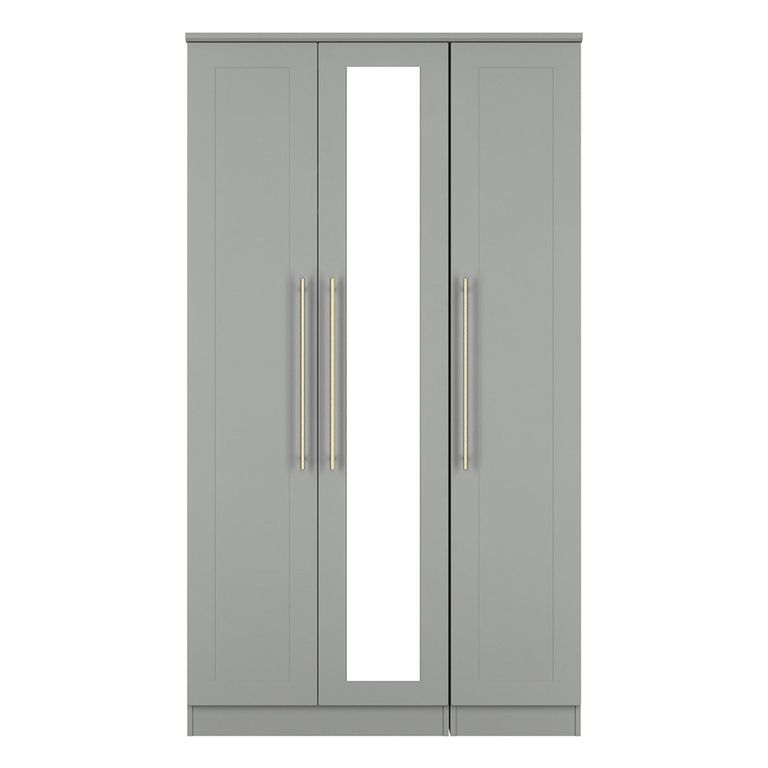 Haworth Wardrobe - 3 Door - Tall Triple - 1 Mirror - Grey