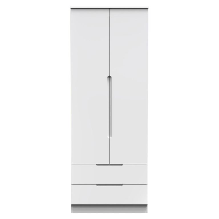 Milan Wardrobe - 2 Door - 2 Drawer - Double - White Gloss