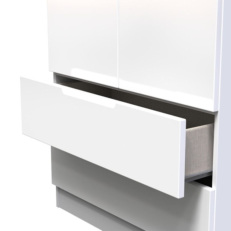 Milan Wardrobe - 2 Door - 2 Drawer - Double - White Gloss