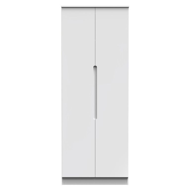 Milan Wardrobe - 2 Door - Plain - Tall - White Gloss