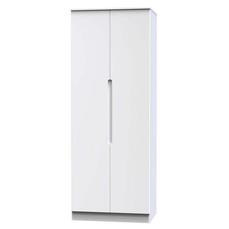 Milan Wardrobe - 2 Door - Plain - Tall - White Gloss