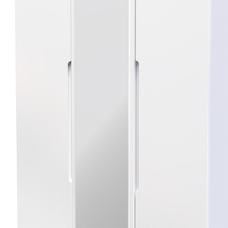 Milan Wardrobe - 3 Door - 1 Mirror - Tall - Triple - White Gloss