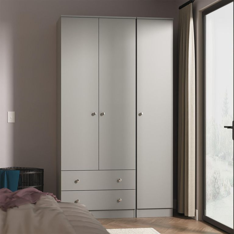 Yarmouth Wardrobe - 3 Door - 2 Drawer - Dusk Grey