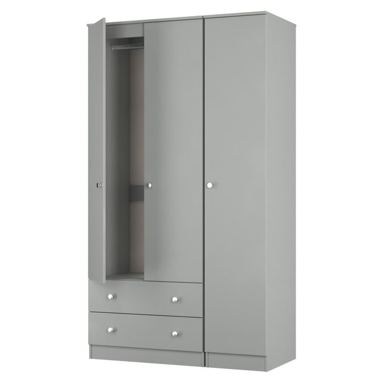 Yarmouth Wardrobe - 3 Door - 2 Drawer - Dusk Grey