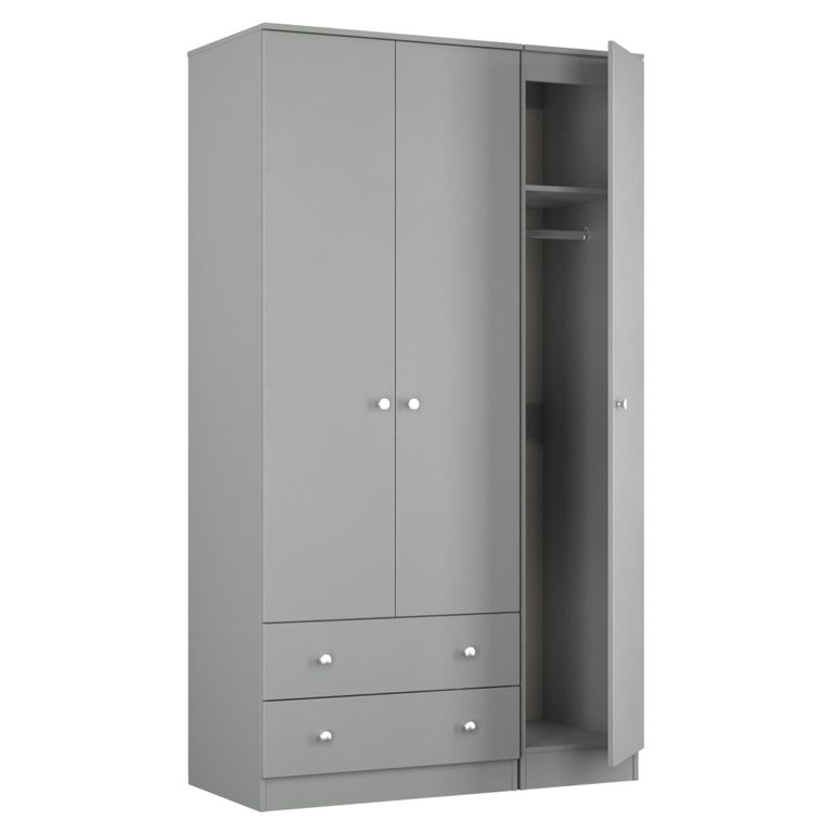 Yarmouth Wardrobe - 3 Door - 2 Drawer - Dusk Grey