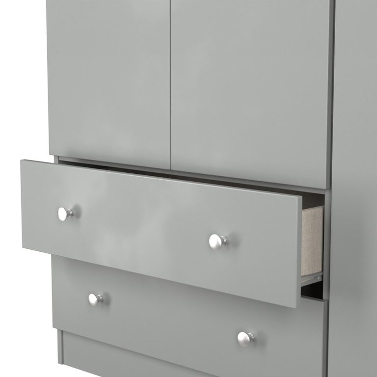 Yarmouth Wardrobe - 3 Door - 2 Drawer - Dusk Grey