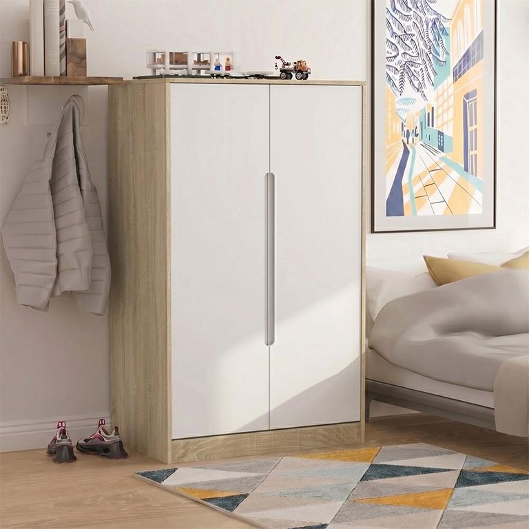 Monaco Wardrobe - Midi - White Matt and Oak