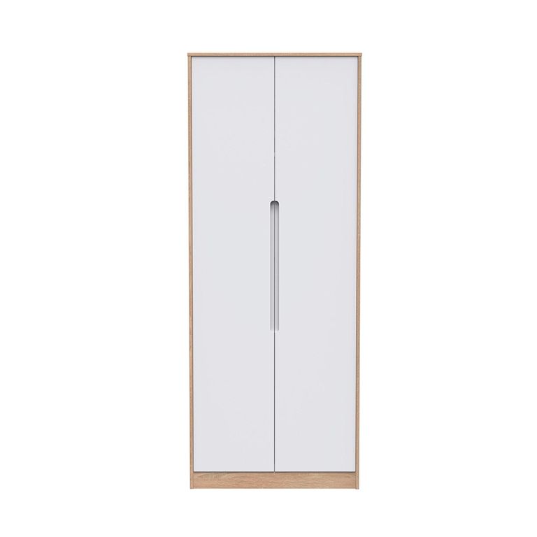 Monaco Wardrobe - 2 Door - Plain - Tall - White Matt and Oak