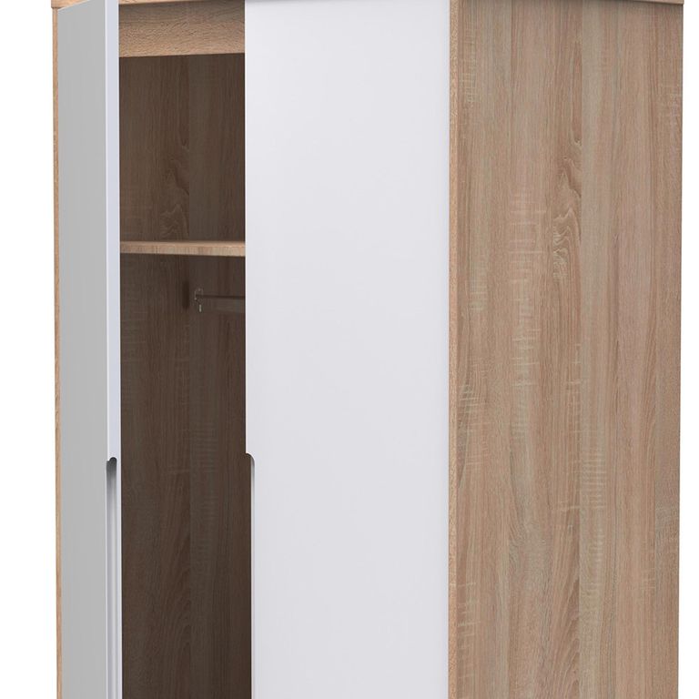 Monaco Wardrobe - 2 Door - Plain - Tall - White Matt and Oak