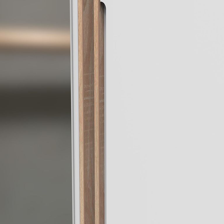 Monaco Wardrobe - 3 Door - 1 Mirror - Tall - Triple - White Matt and Oak