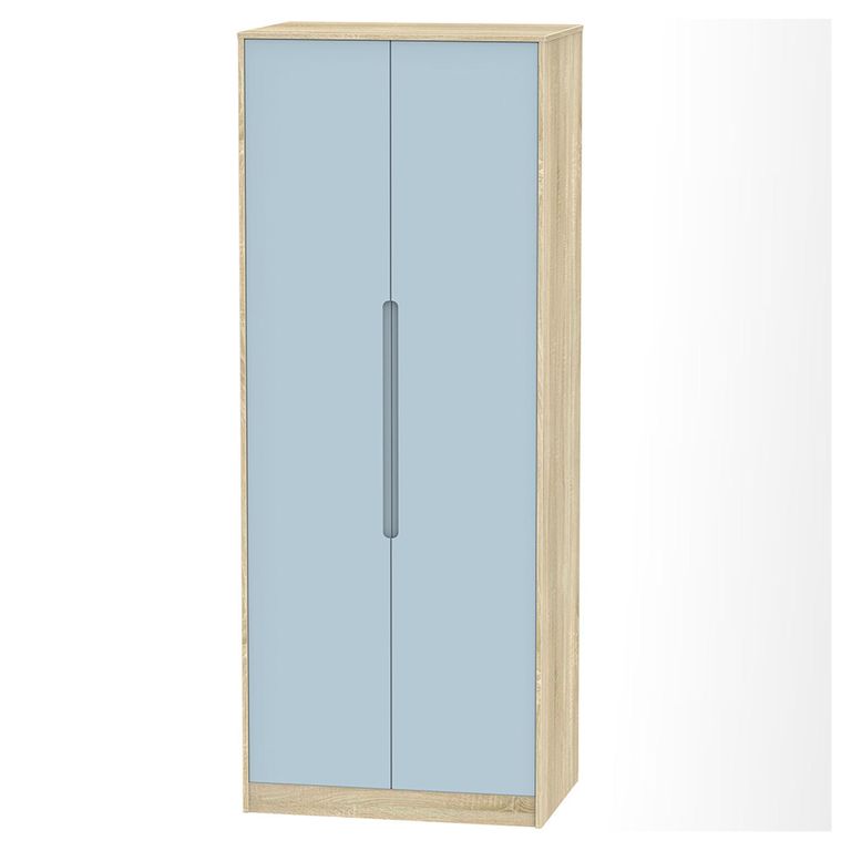 Monaco Wardrobe - 2 Door - Plain - Tall - Denim and Oak