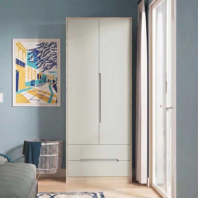 Monaco Wardrobe - 2 Door - 2 Drawer - Tall - Cashmere and Oak