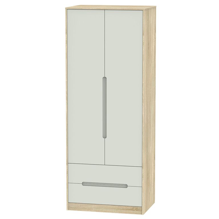 Monaco Wardrobe - 2 Door - 2 Drawer - Tall - Cashmere and Oak