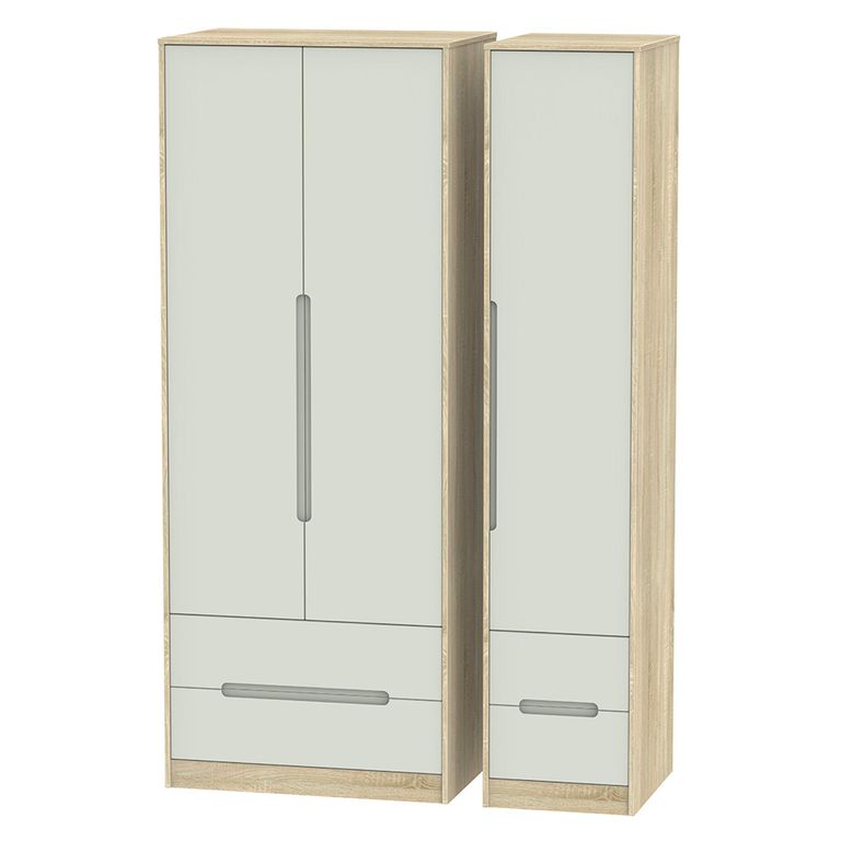 Monaco Wardrobe - 3 Door - 4 Drawers - Tall - Triple - Cashmere and Oak
