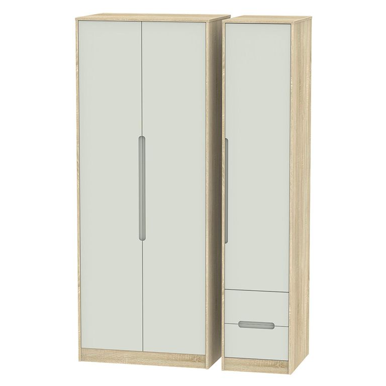 Monaco Wardrobe - 3 Door - RHF 2 Drawers - Tall - Triple - Cashmere and Oak