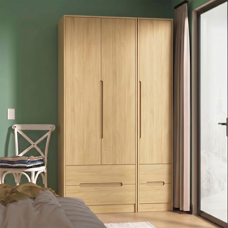 Monaco Wardrobe - 3 Door - 4 Drawer - Tall - Triple - Modern Oak