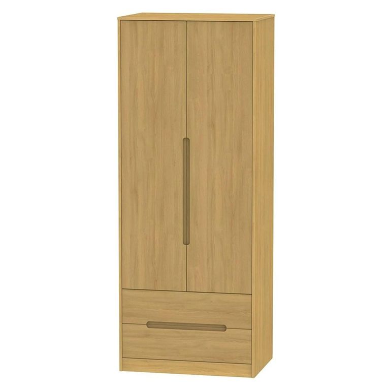 Monaco Wardrobe - 2 Door - 2 Drawer - Tall - Modern Oak