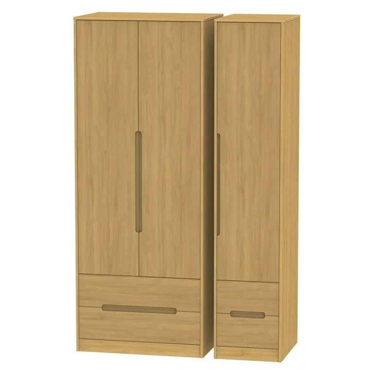 Monaco Wardrobe - 3 Door - 4 Drawer - Tall - Triple - Modern Oak