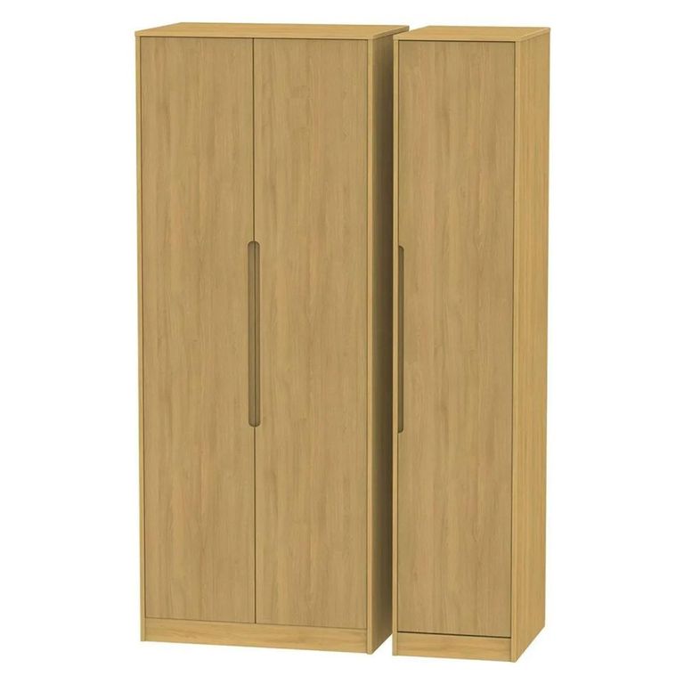 Monaco Wardrobe - 3 Door - Tall - Triple - Modern Oak