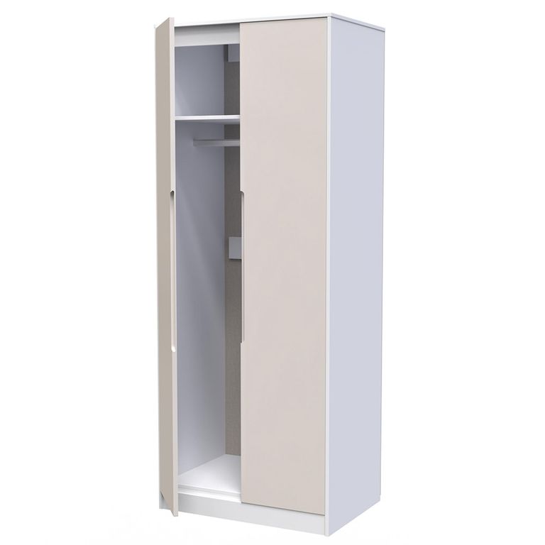 Monaco Wardrobe - 2 Door - Plain - Tall - Cashmere Gloss and White