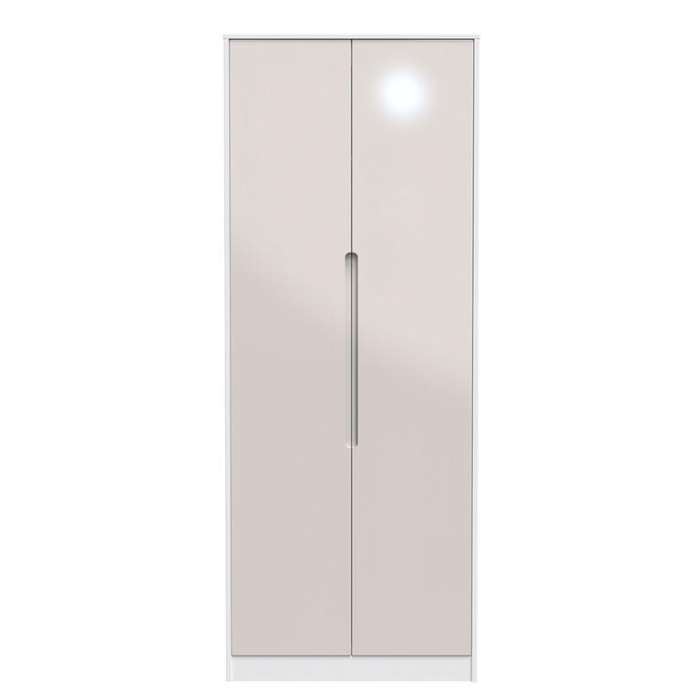 Monaco Wardrobe - 2 Door - Plain - Tall - Cashmere Gloss and White