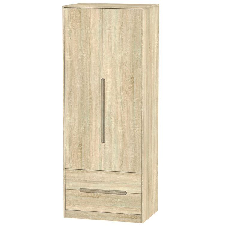Monaco Wardrobe - 2 Door - 2 Drawer - Tall - Oak