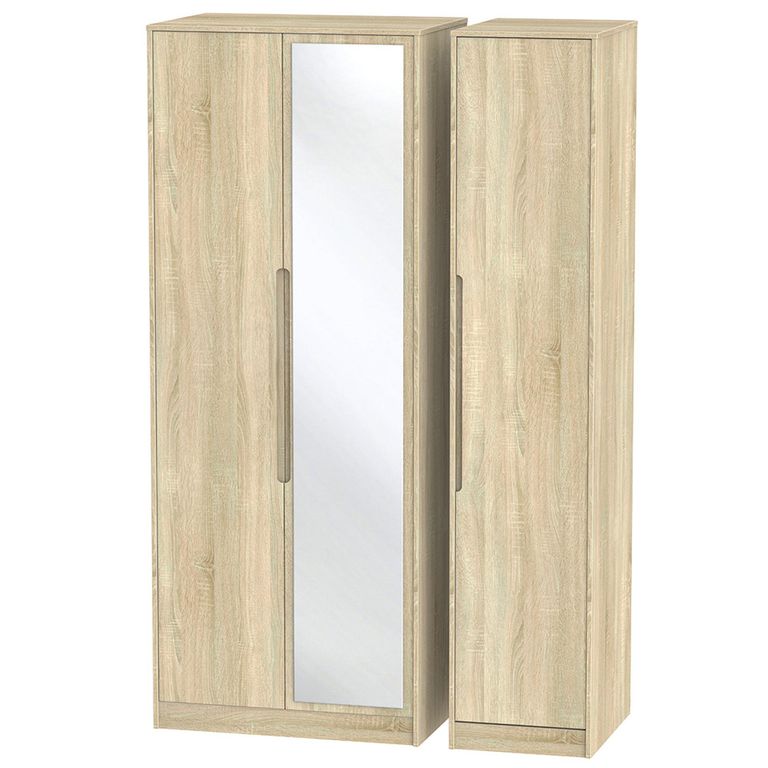 Monaco Wardrobe - 3 Door - 1 Mirror - Tall - Triple - Oak