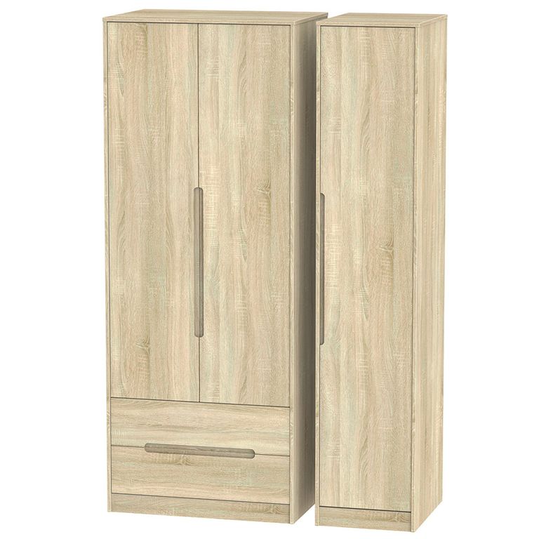 Monaco Wardrobe - 3 Door - LHF 2 Drawer - Tall - Triple - Oak