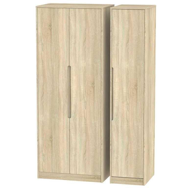 Monaco Wardrobe - 3 Door - Tall - Triple - Oak
