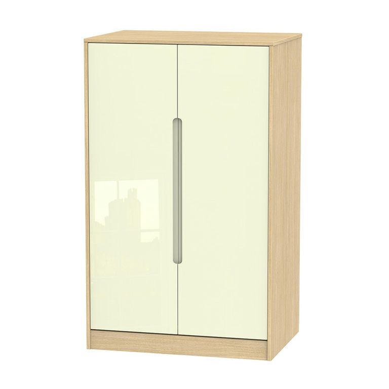 Monaco Wardrobe - Midi - Cream Gloss and Light Oak