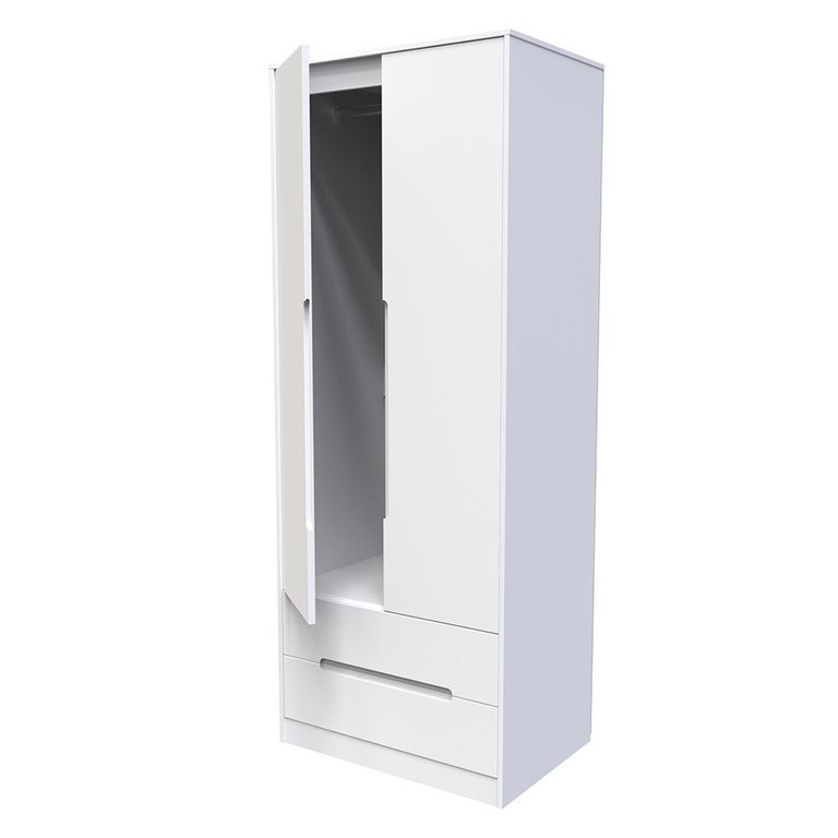 Monaco Wardrobe - 2 Door - 2 Drawer - Tall - White