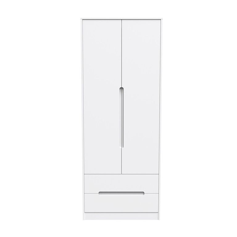 Monaco Wardrobe - 2 Door - 2 Drawer - Tall - White