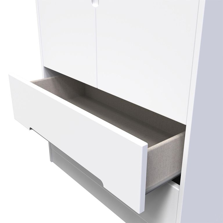 Monaco Wardrobe - 2 Door - 2 Drawer - Tall - White
