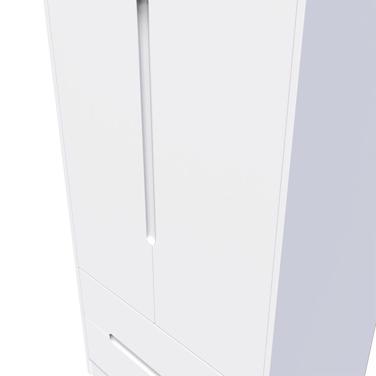 Monaco Wardrobe - 2 Door - 2 Drawer - Tall - White