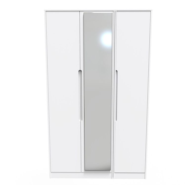 Monaco Wardrobe - 3 Door - 1 Mirror - Tall - Triple - White