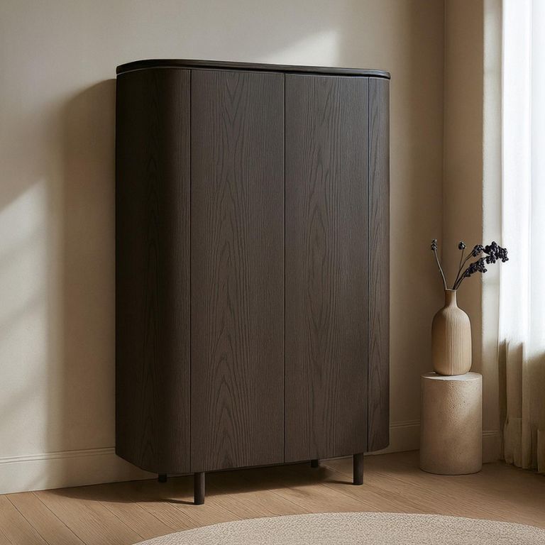 Tobago Curved Wardrobe - 2 Door - Espresso Oak