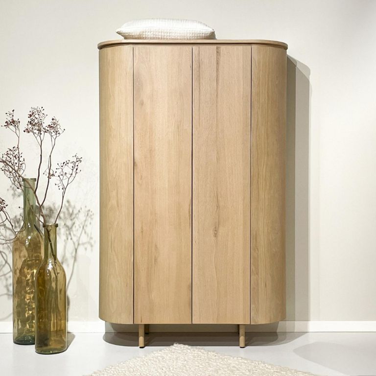 Tobago Curved Wardrobe - 2 Door - Natural Oak