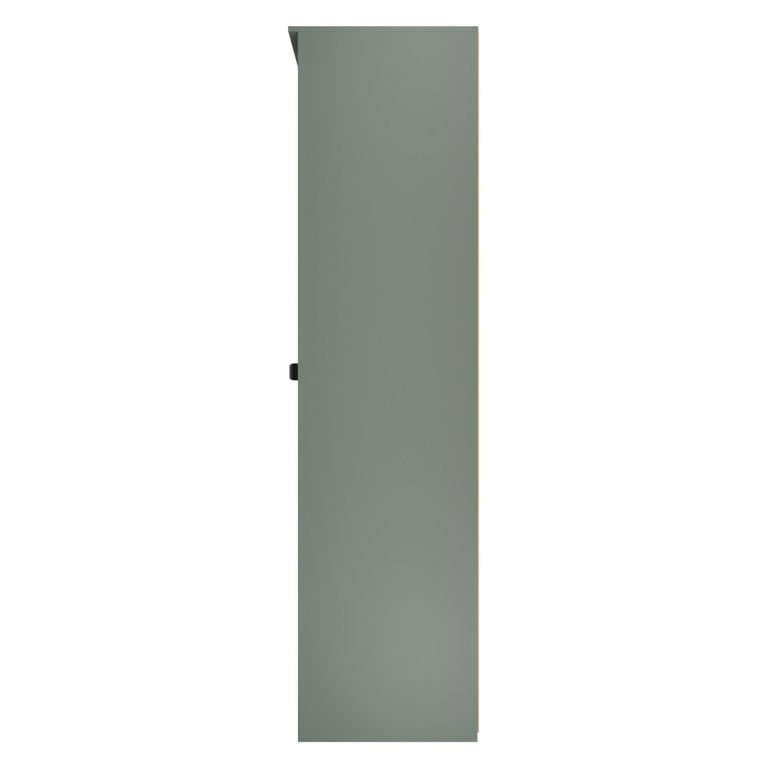 Bora Double Wardrobe - 1 Door - Open Shelf - Gold Craft Oak and Reed Green