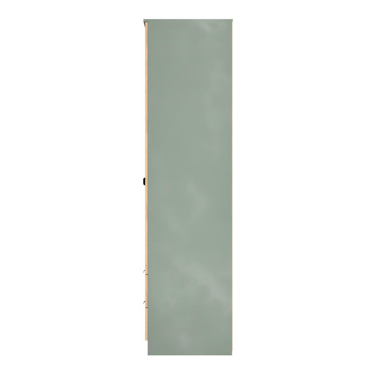 Bora Wardrobe - 2 Door - 2 Drawer - Gold Craft Oak and Reed Green