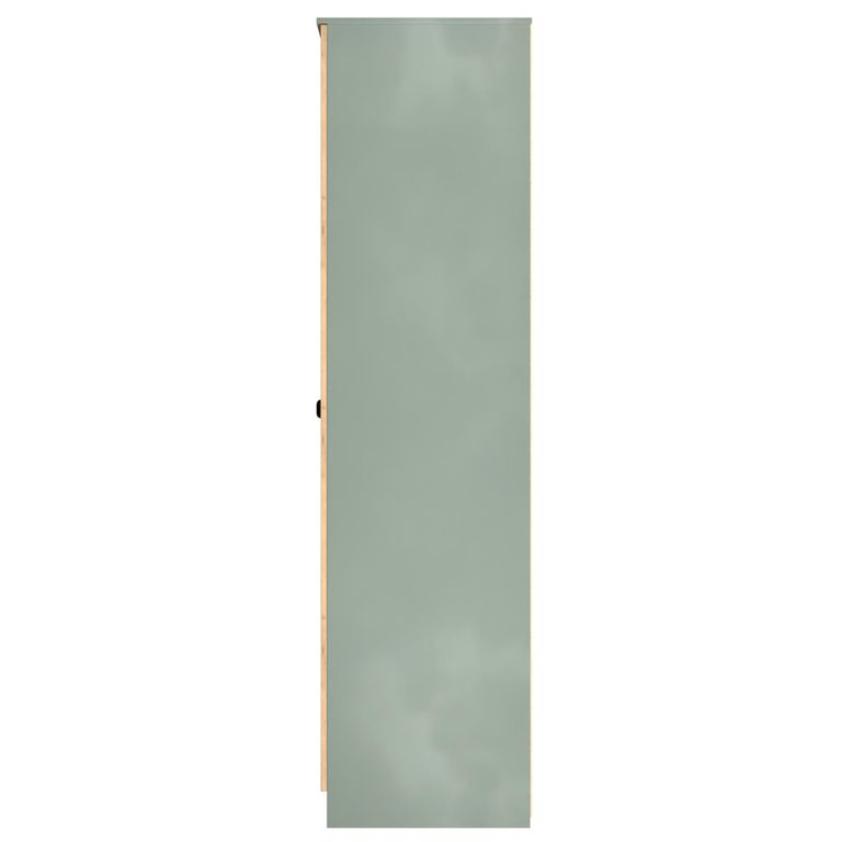 Bora Triple Wardrobe - 2 Door - Open Shelf - Gold Craft Oak and Reed Green