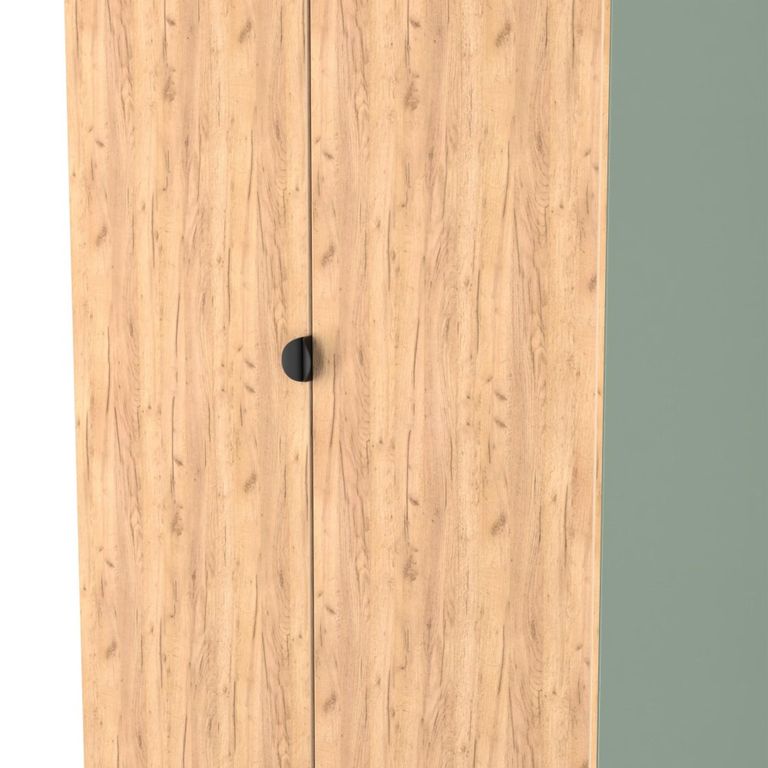 Bora Wardrobe - 2 Door - Gold Craft Oak and Reed Green